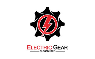 Lightning thunderbolt electricity gear vector logo design v22