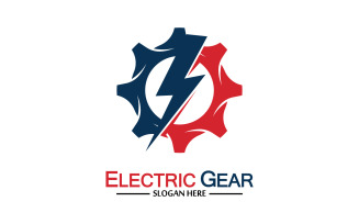 Lightning thunderbolt electricity gear vector logo design v23