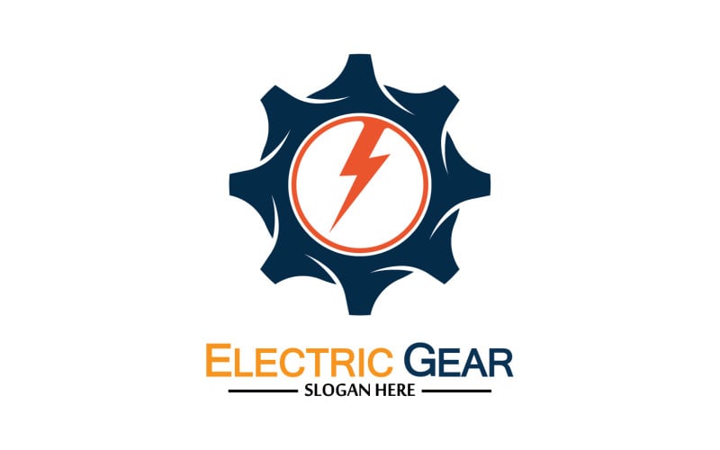 Lightning thunderbolt electricity gear vector logo design v24 Logo Template