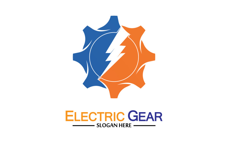 Lightning thunderbolt electricity gear vector logo design v25 Logo Template