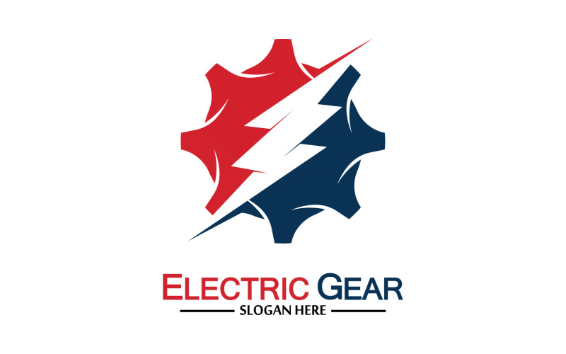 Lightning thunderbolt electricity gear vector logo design v26 Logo Template
