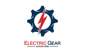 Lightning thunderbolt electricity gear vector logo design v28