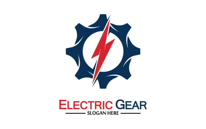 Lightning thunderbolt electricity gear vector logo design v28 Logo Template