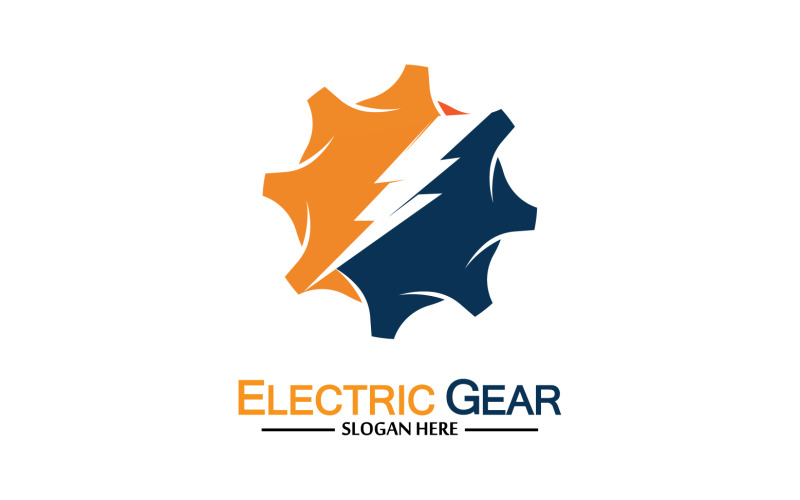 Lightning thunderbolt electricity gear vector logo design v29 Logo Template
