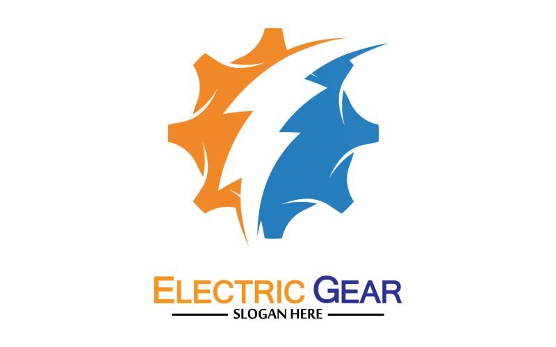 Lightning thunderbolt electricity gear vector logo design v2 Logo Template