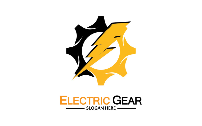 Lightning thunderbolt electricity gear vector logo design v30 Logo Template