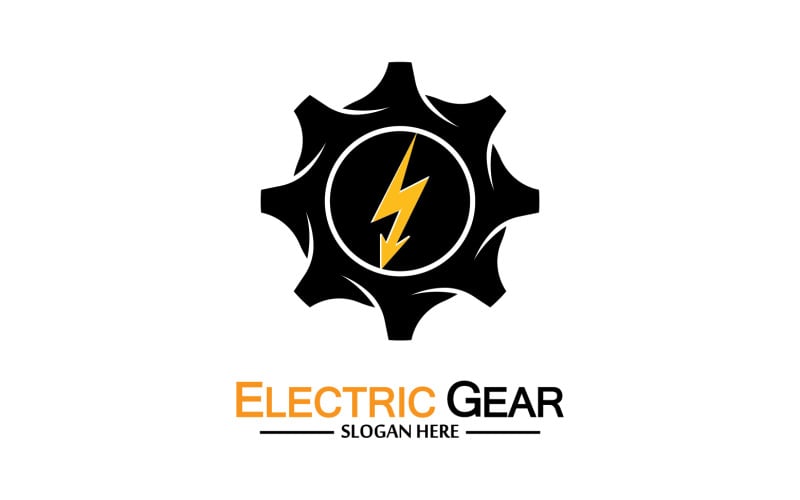 Lightning thunderbolt electricity gear vector logo design v31 Logo Template