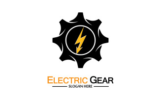 Lightning thunderbolt electricity gear vector logo design v31
