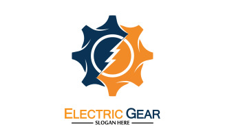 Lightning thunderbolt electricity gear vector logo design v32