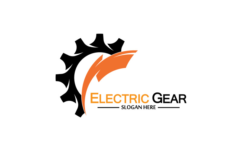 Lightning thunderbolt electricity gear vector logo design v33 Logo Template