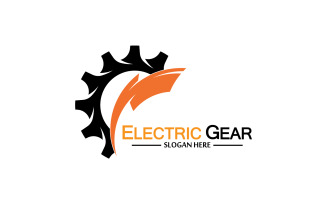 Lightning thunderbolt electricity gear vector logo design v33