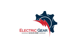 Lightning thunderbolt electricity gear vector logo design v34