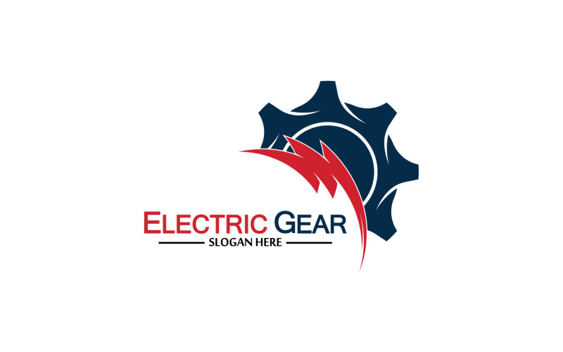Lightning thunderbolt electricity gear vector logo design v34 Logo Template