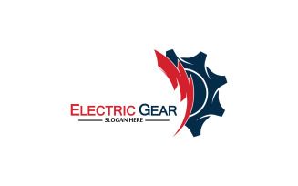 Lightning thunderbolt electricity gear vector logo design v35