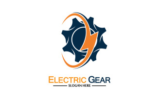 Lightning thunderbolt electricity gear vector logo design v36
