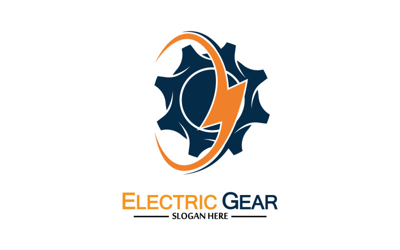 Lightning thunderbolt electricity gear vector logo design v36 Logo Template