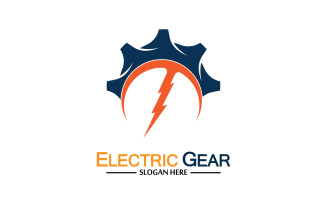 Lightning thunderbolt electricity gear vector logo design v37