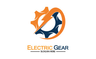 Lightning thunderbolt electricity gear vector logo design v38