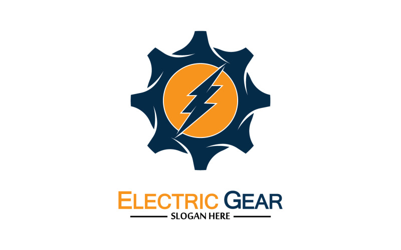Lightning thunderbolt electricity gear vector logo design v39 Logo Template