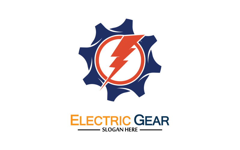 Lightning thunderbolt electricity gear vector logo design v40 Logo Template