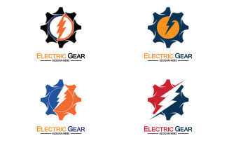 Lightning thunderbolt electricity gear vector logo design v41
