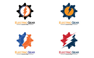 Lightning thunderbolt electricity gear vector logo design v41