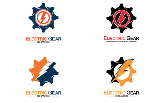 Lightning thunderbolt electricity gear vector logo design v43