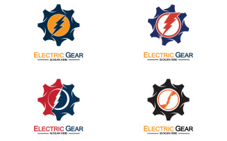 Lightning thunderbolt electricity gear vector logo design v49