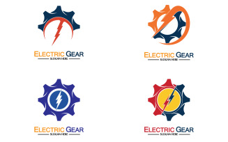 Lightning thunderbolt electricity gear vector logo design v50