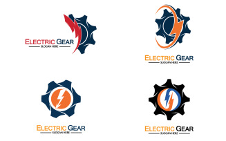 Lightning thunderbolt electricity gear vector logo design v51