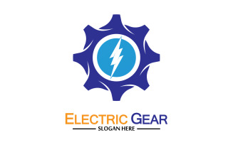 Lightning thunderbolt electricity gear vector logo design v5