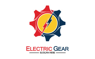 Lightning thunderbolt electricity gear vector logo design v6