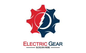 Lightning thunderbolt electricity gear vector logo design v7