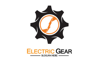 Lightning thunderbolt electricity gear vector logo design v8