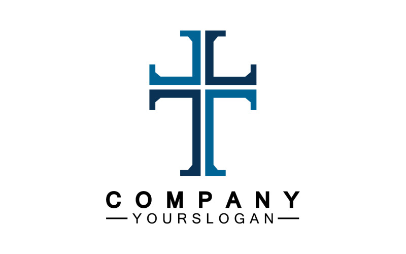 Christian cross vector symbol flat style. v16 Logo Template