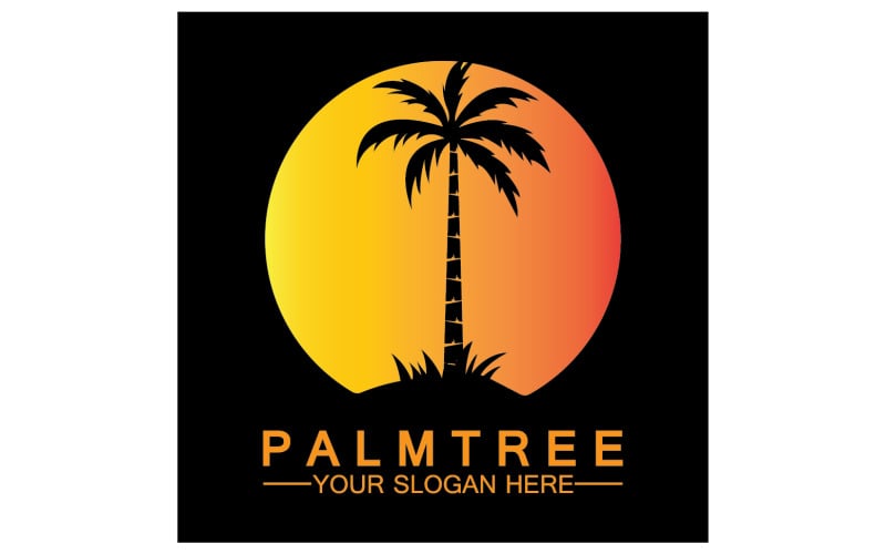 Palm tree hipster vintage logo vector icon illustration v12 Logo Template