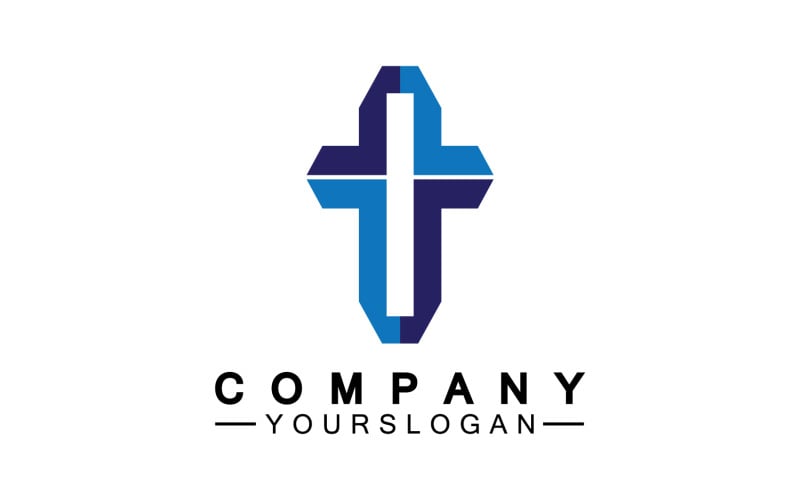 Christian cross vector symbol flat style. v17 Logo Template