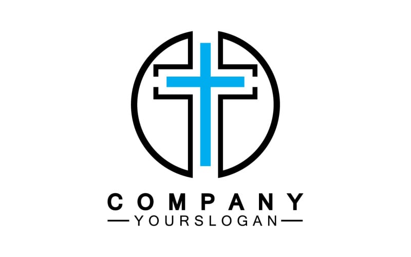 Christian cross vector symbol flat style. v18 Logo Template