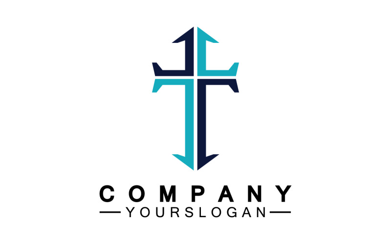 Christian cross vector symbol flat style. v19 Logo Template