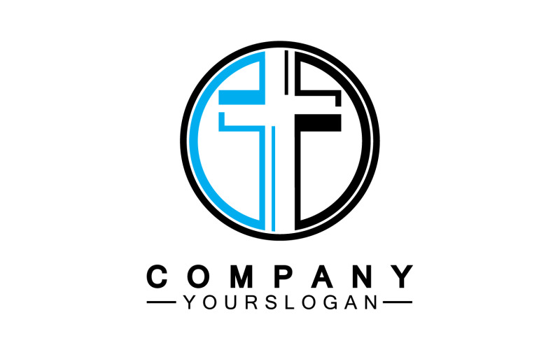 Christian cross vector symbol flat style. v34 Logo Template
