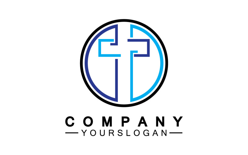 Christian cross vector symbol flat style. v9 Logo Template