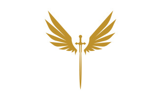 Sword with Wings. Golden Sword Symbol v10