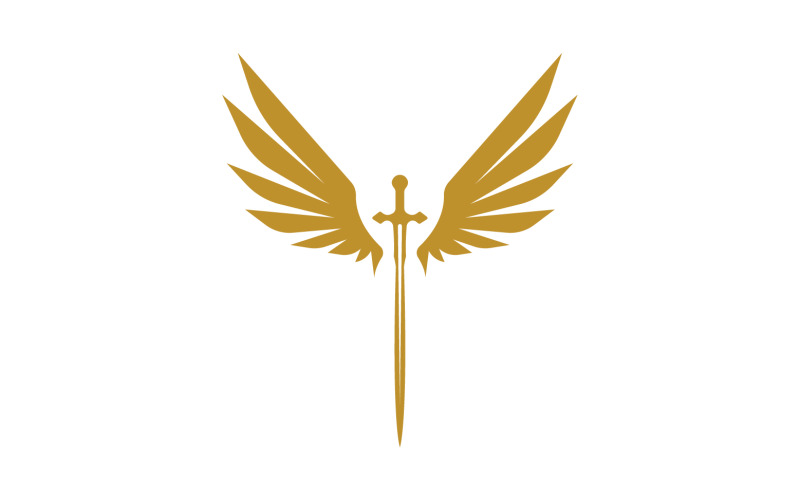 Sword with Wings. Golden Sword Symbol v10 Logo Template