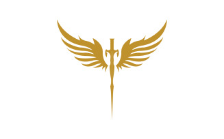 Sword with Wings. Golden Sword Symbol v11