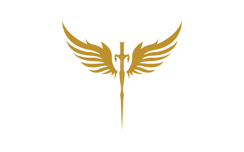 Sword with Wings. Golden Sword Symbol v11 Logo Template