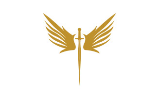 Sword with Wings. Golden Sword Symbol v12