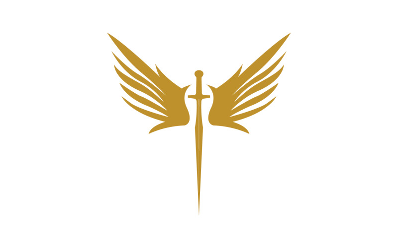 Sword with Wings. Golden Sword Symbol v12 Logo Template
