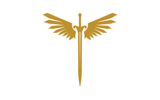 Sword with Wings. Golden Sword Symbol v13