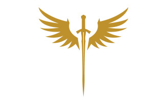 Sword with Wings. Golden Sword Symbol v14