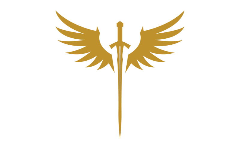 Sword with Wings. Golden Sword Symbol v14 Logo Template